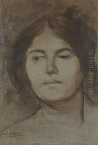 Etude De Visage De Femme by Eugene Carriere