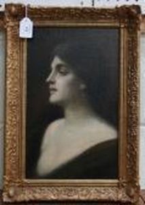 Head And Shoulders Portrait Of A Lady In Profile by Eugene Carriere