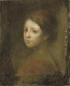 A Young Girl In Red by Eugene Carriere
