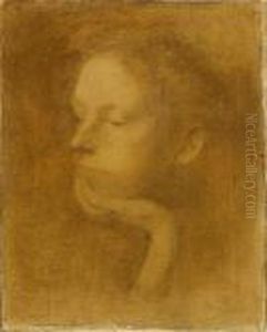 Portrait De Jeune Femme by Eugene Carriere