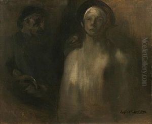 Deux Personnages, L'un De Face, L'autre De Profil by Eugene Carriere