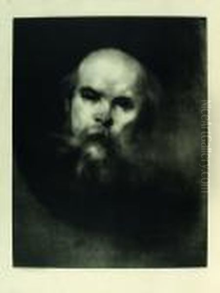 Portrait De Verlaine. 520 X 
407. Tres Belle Epreuve Signee Sur Chine Applique Sur Velin Fort, Tirage
 A Une Centaine D'exemplaires. Petites Rousseurs, Bonnes Marges. 
Frottements En Surface - view 1