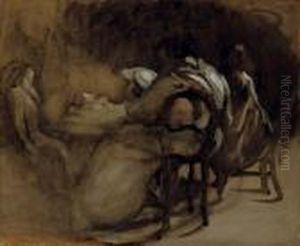 A Family Seated At A Table by Eugene Carriere
