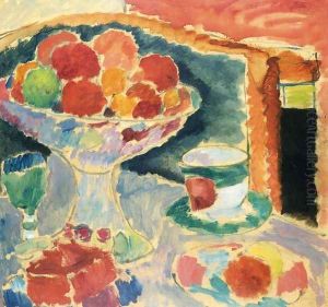 Still Life with Fruit Stand, Bohemian Glass and Empire Cup by Alexei Jawlensky