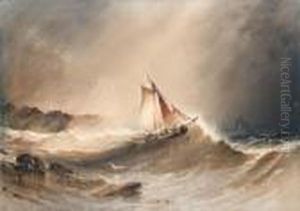 Fishing Vessels On A Stormy Sea by Henry Barlow Carter