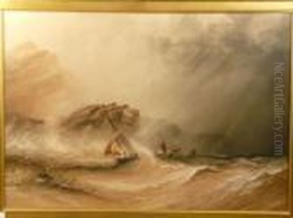 A Fishing Boat Passing Rocks - view 1