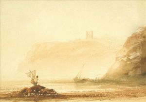 Shrimping At Scarborough, Yorkshire; Coastal Scene At Staithes, Yorkshire by Henry Barlow Carter