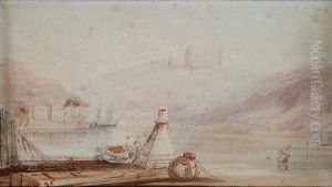 View Of Whitby Abbey From The Harbour by Henry Barlow Carter