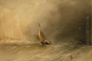 Sailing Boat At The Cliff Foot by Henry Barlow Carter