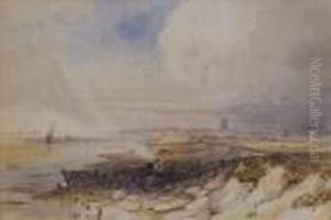 Coastal Scenesone With A Beached Hulk by Henry Barlow Carter