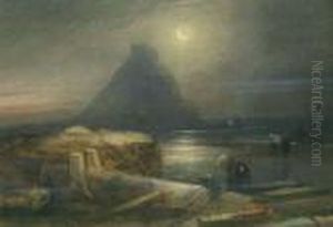 St Michaels Mount By Moonlight by Henry Barlow Carter