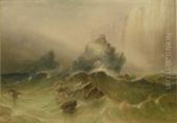 High Rising Cliffs With Stormy Seas - view 1