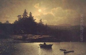 Fishing by Moonlight by Sophus Jacobsen