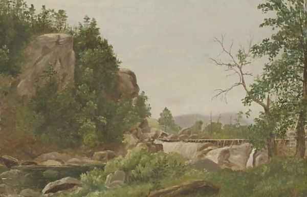 Wooded Creek with Bridge - view 1