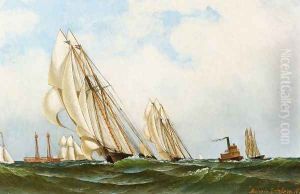 Sappho off Sandy Hook Lightship by Antonio Nicolo Gasparo Jacobsen