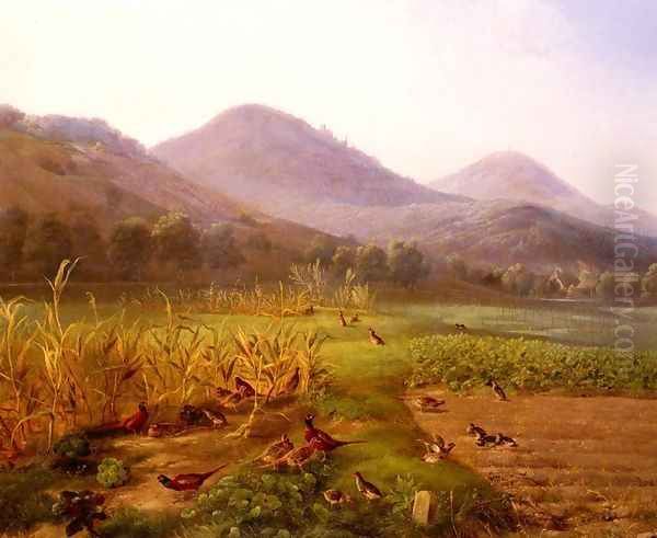 An Extensive Field With Game Birds And Rabbits - view 1