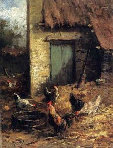Poultry In A Farmyard by Carl Jutz