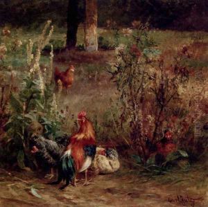 Poultry In The Undergrowth by Carl Jutz