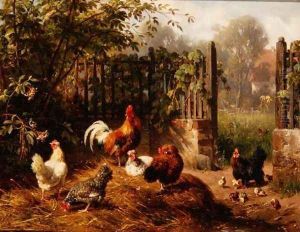 Rooster with Hens and Chicks