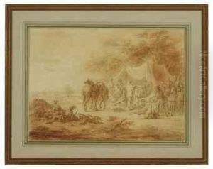 Soldiers Resting By An Encampment by Francesco Giuseppe Casanova