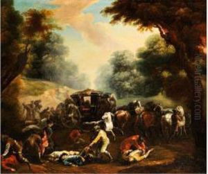 Rauberuberfall Auf Eine Reisekutsche Im Wald by Francesco Giuseppe Casanova