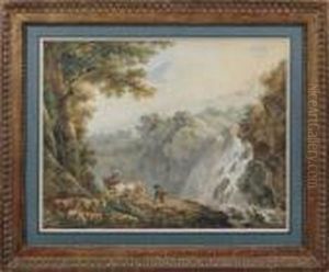 Berger Et Bergere Dans Un Paysage De Montagne