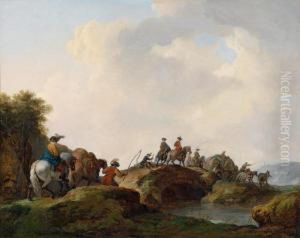 Viaggiatori In Paesaggio Serale