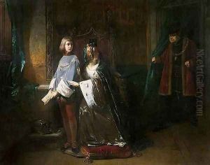 Louis XI of France surprising the Queen instructing the Dauphin contrary to his will by Claude Jacquand