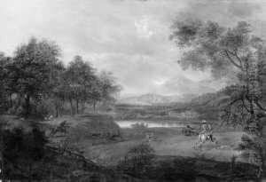 Landschaft Mit See Und Reiter. by Francesco Giuseppe Casanova