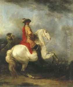 A Cavalier In A Yellow Coat With A Red Cloak A Cavalier In A Yellow Coat With A Red Cloak