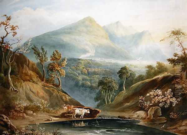 Extensive Landscape with Cattle Watering - view 1