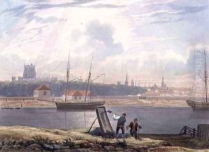 View across the Floating Harbour with the Cathedral and City Churches by Samuel Jackson