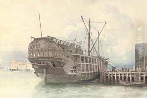 An East Indiaman undergoing a refit by Samuel Jackson