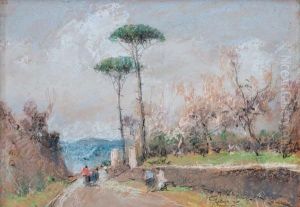 Sentiero In Campagna Con Figure by Giuseppe Casciaro