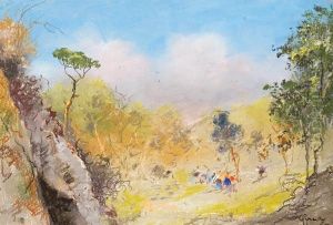 Paesaggio Boscoso Con Pino E Figure