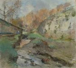 Paesaggio Con Figure by Giuseppe Casciaro