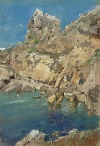 Fisherfolk On The Amalfi Coast by Giuseppe Casciaro