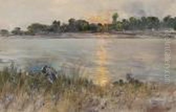 A Gathering On The Riverbank, Dusk - view 1