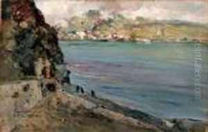 Ischia, Castello Aragonese - 1920 by Giuseppe Casciaro