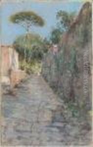 Strada Di Paese Con Figure by Giuseppe Casciaro