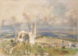Rovine Del Castello In Un Paesaggio by Giuseppe Casciaro