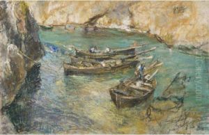 Castro, Barche Nel Porto by Giuseppe Casciaro