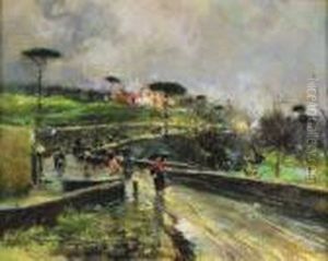 "paesaggio Con Figure" 1913 by Giuseppe Casciaro