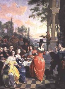 Cavaliers and Ladies on a Balcony Before Dancing Figures by Hieronymus Janssens