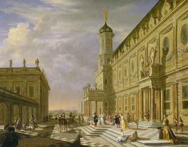 Elegant Figures in a Palace Forecourt - view 1