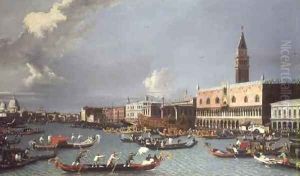 Venice Doges Palace with Santa Maria della Salute in the Distance by William James
