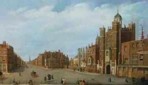 View of St Jamess Palace and Pall Mall by William James