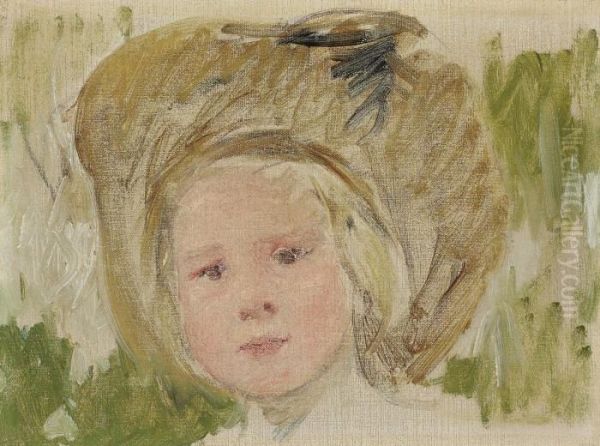 Sketch Of Head Of A Girl In A Hat With A Black Rosette - view 1
