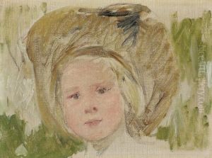 Sketch Of Head Of A Girl In A Hat With A Black Rosette