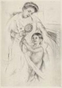 Looking Into The Hand Mirror by Mary Cassatt
